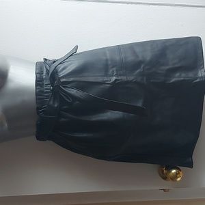 Faux Leather Skirt with Tie Belt